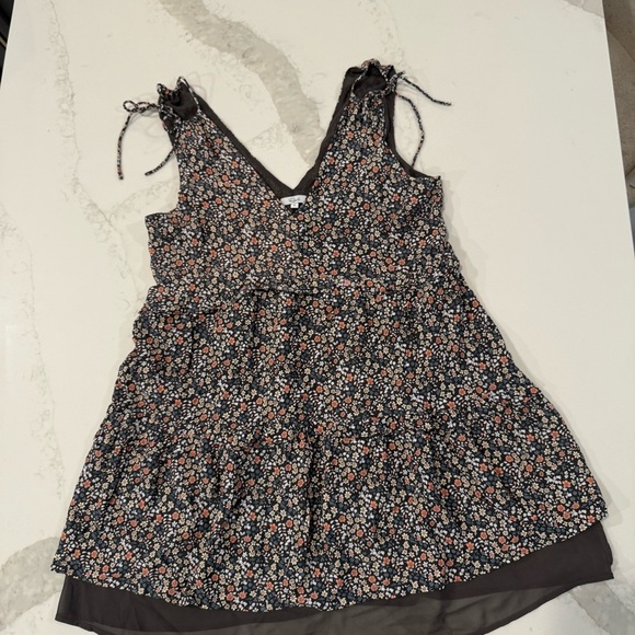 Rails Janelle Floral VNeck Tiered Mini Dress Womens Medium GrayMulti Relaxed Fit - Picture 8 of 14